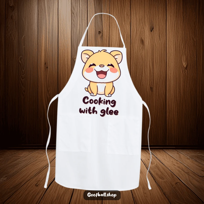 Funny Apron depicting a cheerful animal with an enormous grin, ready to bring silent, squeaky joy to any kitchen task.