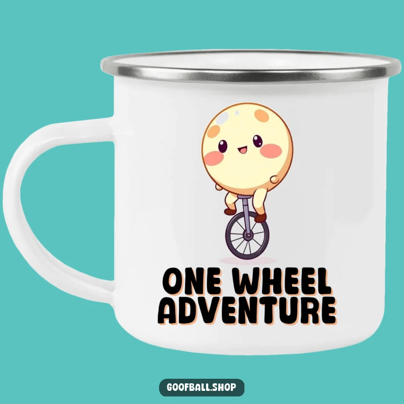 Funny Spotty Camping Mug: Unicycle Wobble Outdoor Drinkware, Hilarious Gift