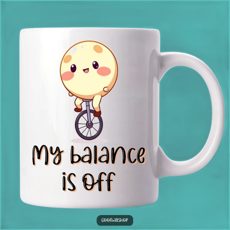 Funny Wobbling Spotty Mug: Unicycle Fail, Hilarious Gift for Clumsy Friends