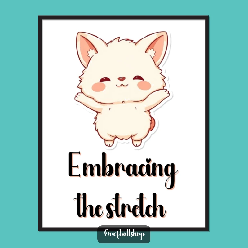 Funny Fluffy Stretch Digital Art: Comical Character Print, Hilarious Wall Decor Gift