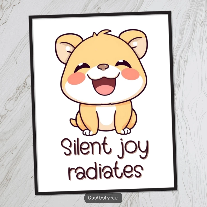 Funny Digital Art Print of a beaming animal with an enormous grin, capturing the essence of silent, ecstatic squeaks of happiness.