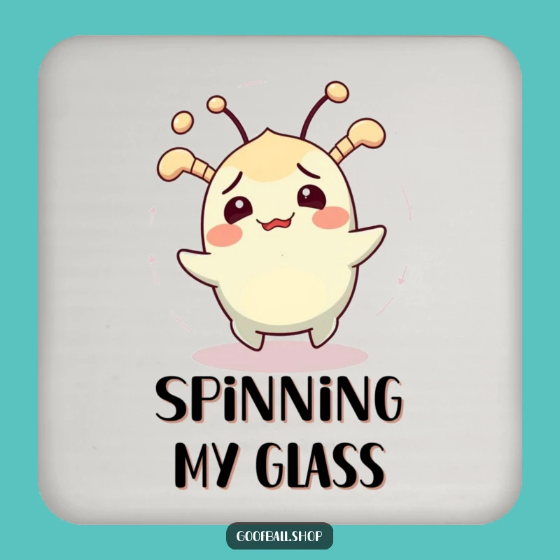 Funny Drink Coaster: Dizzy Creature Spins, Protect Surfaces with Humor