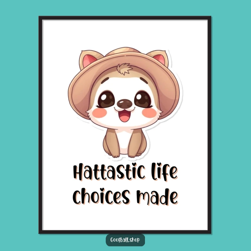 Funny Free Printable Wall Art: Giggling Animal Floppy Hat Style!