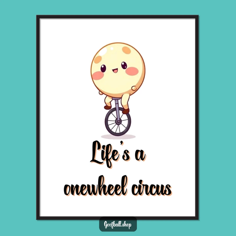 Free Printable Wall Art: Wobbly Unicycle Roundie - Funny Downloadable Decor for Quirky Spaces