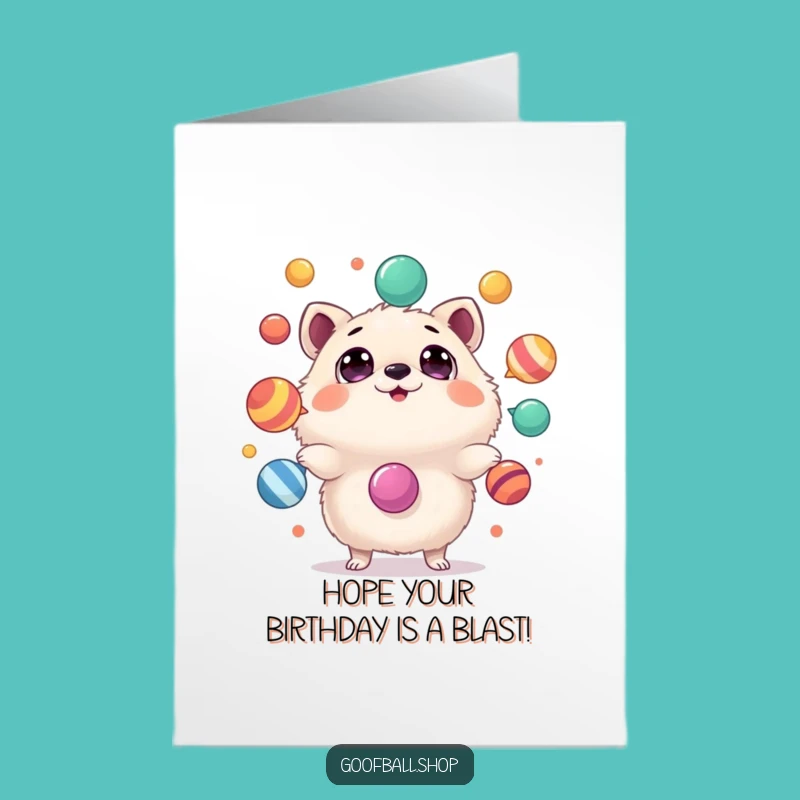 Free Printable Birthday Card: Astonished Animal Juggling Fun!