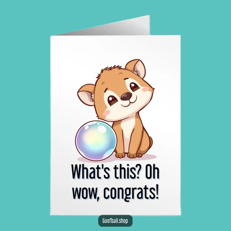 Funny Congrats Card Free Printable: Curious Animal & Ball, DIY Downloadable