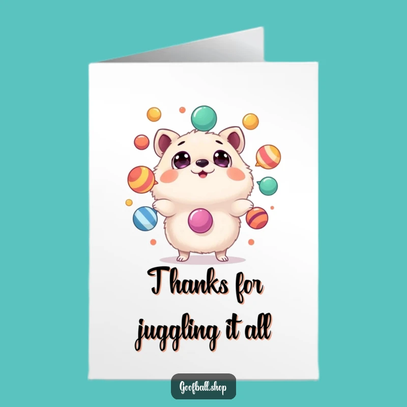 Free Printable Thank You Card: Astonished Animal Juggling Thanks!