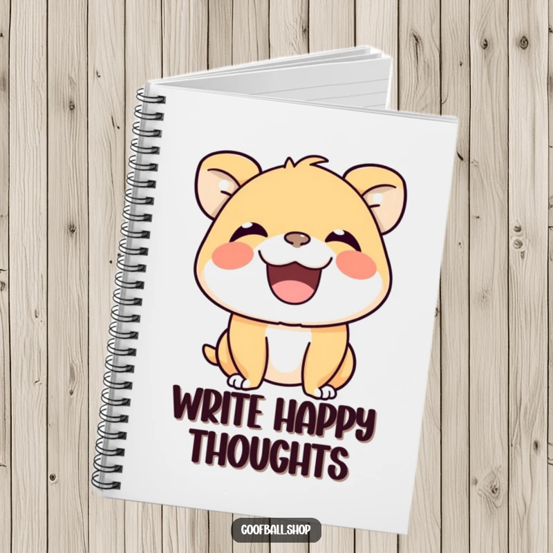 Funny Notebook with a beaming animal's wide grin, symbolizing silent squeaks of joy and encouraging happy note-taking.