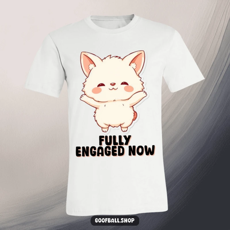 Funny T-Shirt: A fluffy being with enormous floppy ears performing a ridiculously exaggerated, comical stretch.