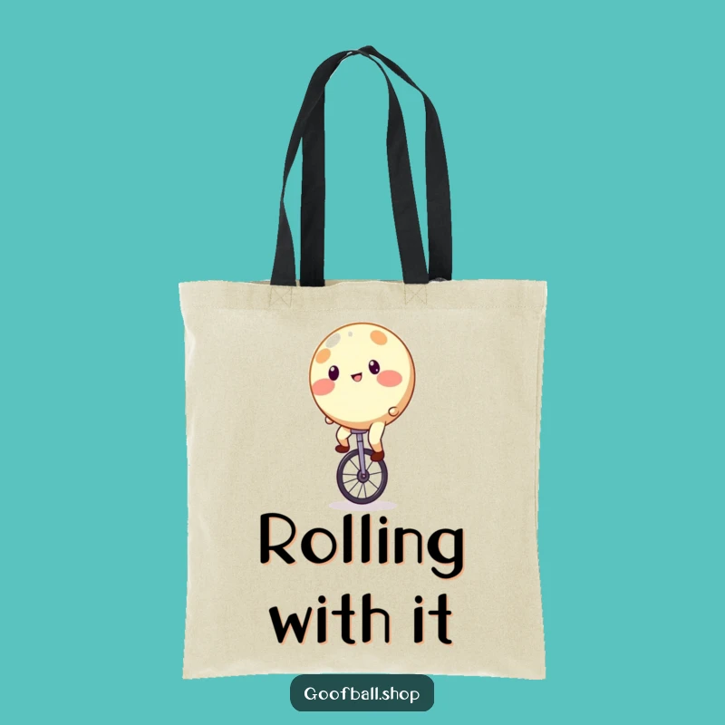 Funny Spotty Unicycle Tote Bag: Wobbly Ride Art, Spacious and Hilarious Bag